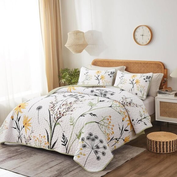 New Country Rustic Floral 3-Piece 100% Polyester Quilt Set • Reversible • KING - Picture 4 of 6